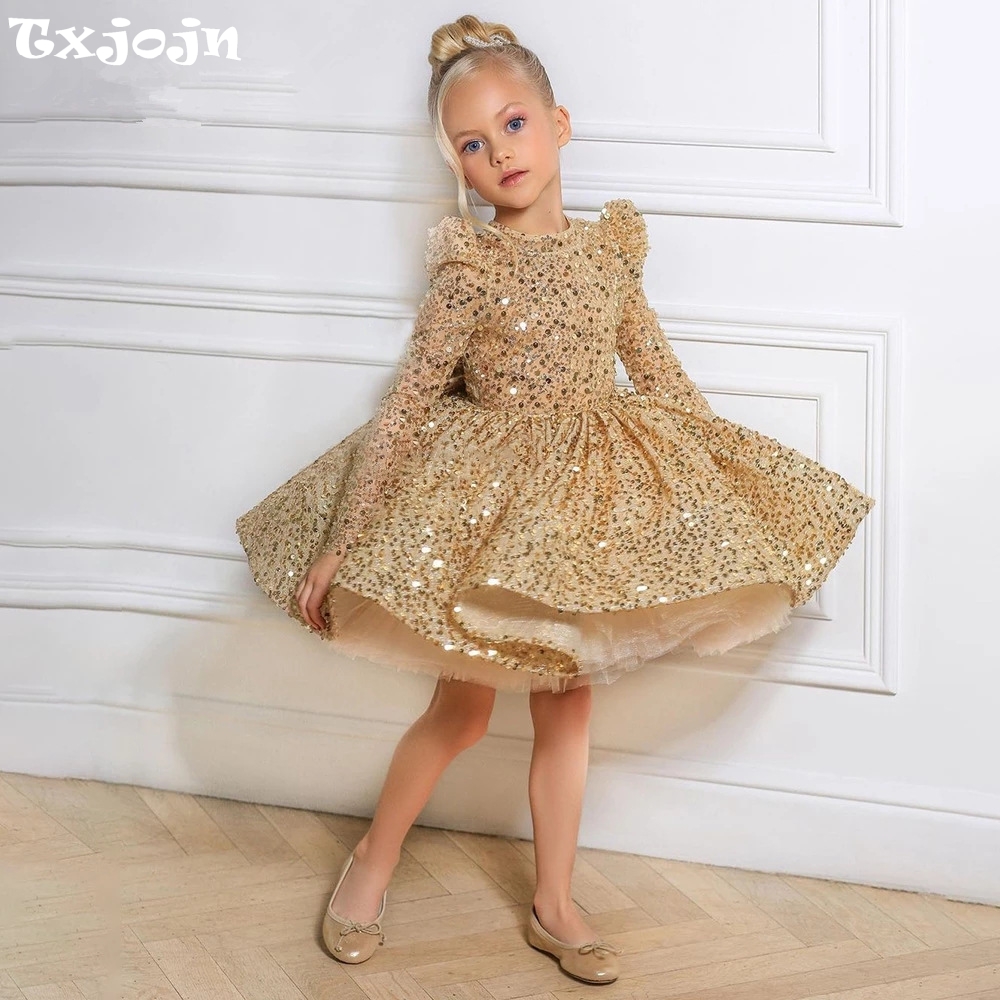 Glitter Tablecloth - Golden Sequined Tulle Princess Gown For
