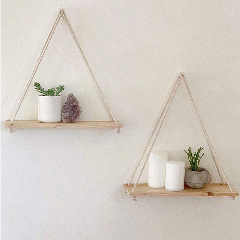 Flower Wall Panel - Wooden Swing Hanging Hemp Rope Wall