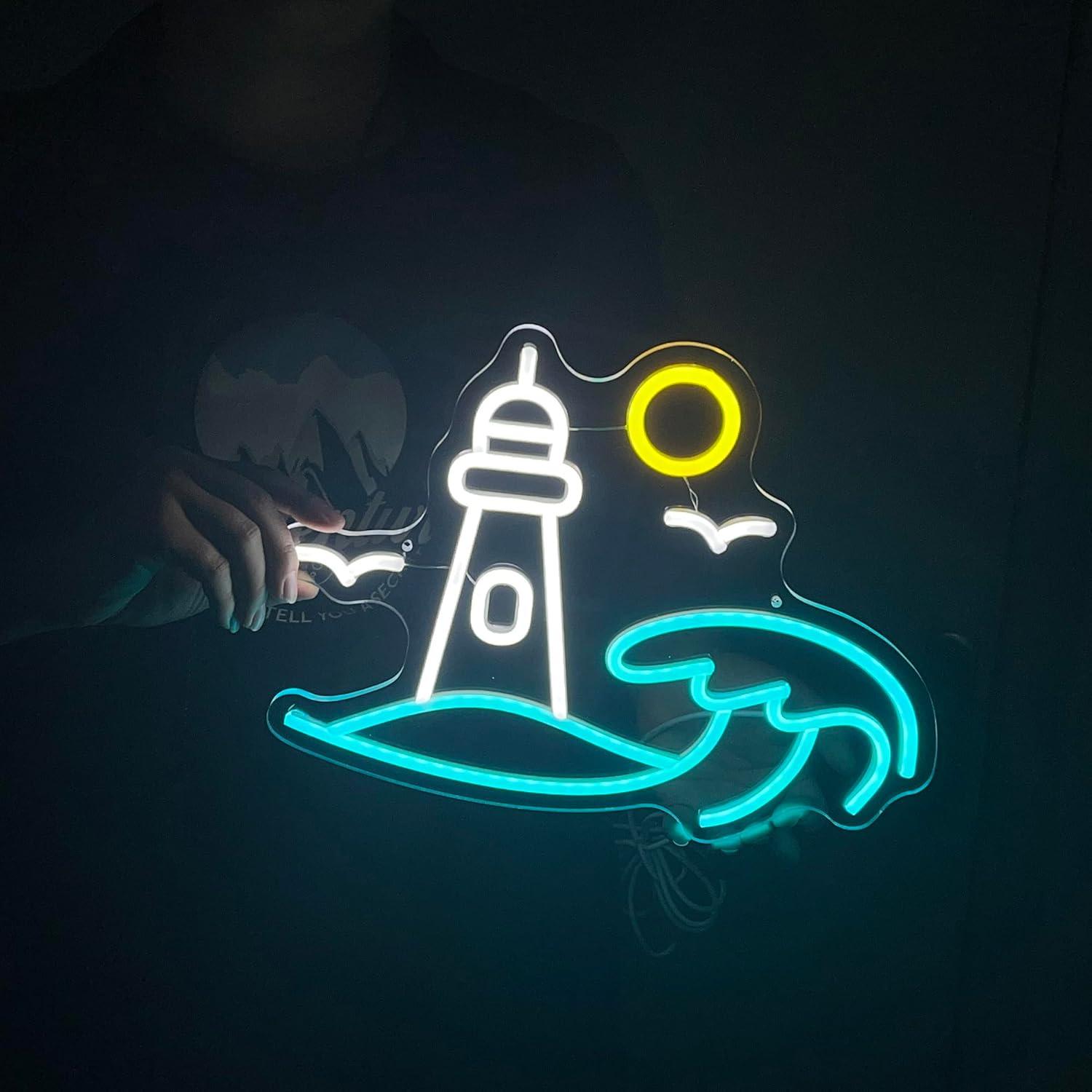 Lighthouse Scene Neon Sign Sea - Neon Sign Party ulasan dan harga
