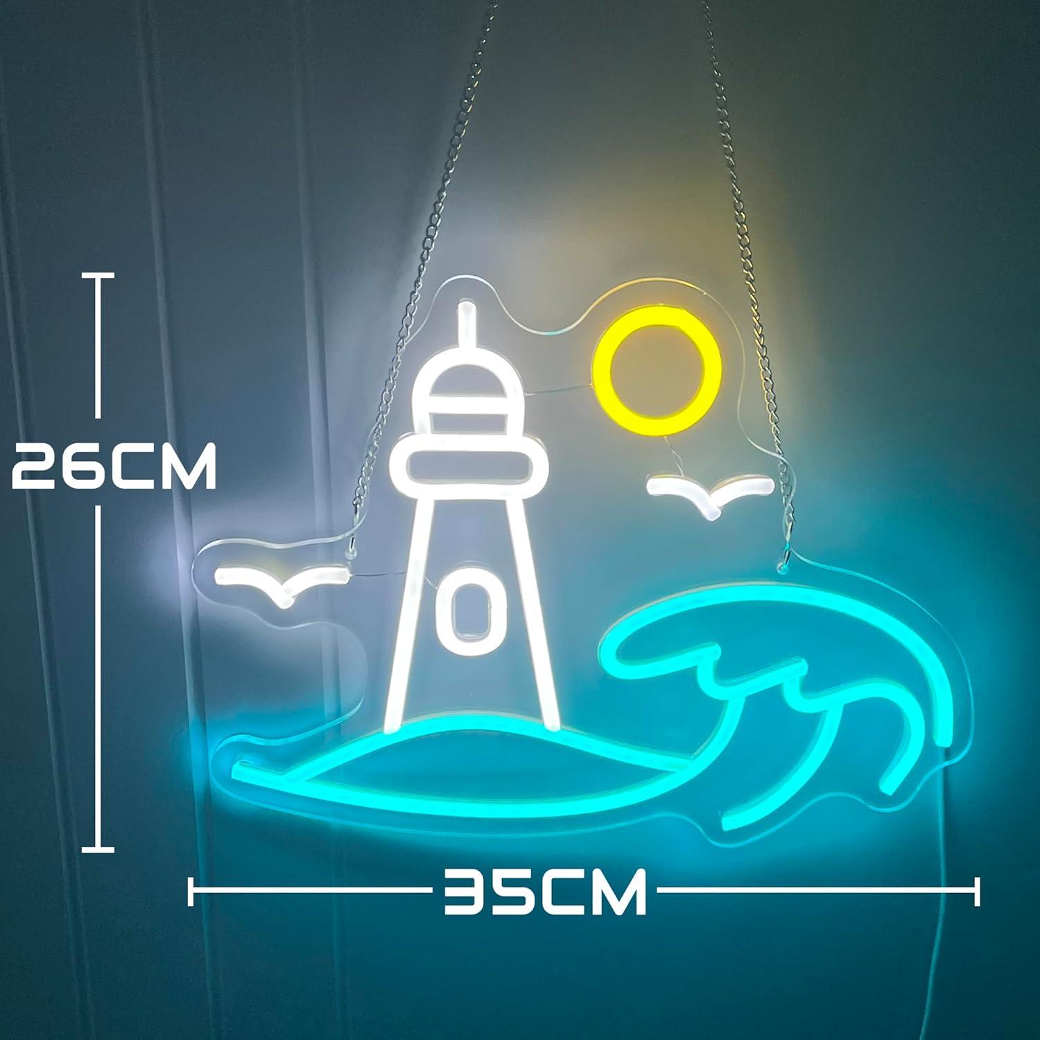Lighthouse Scene Neon Sign Sea - Neon Sign Party ulasan dan harga