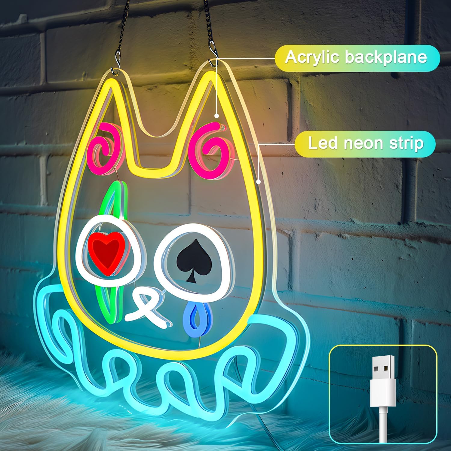 Clown Cat LED Neon Sign USB 5V - Neon Sign Party ulasan dan harga