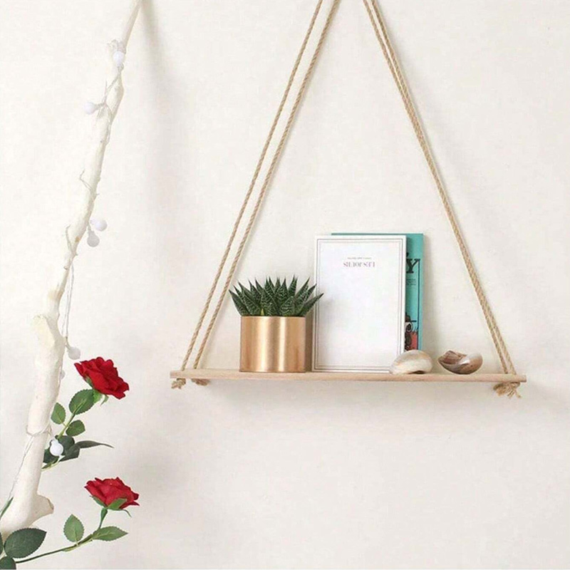 Wooden Swing Hanging Hemp Rope - Flower Wall Panel ulasan dan harga